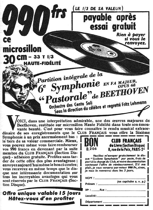 Advert Club Franais du Livre 1956