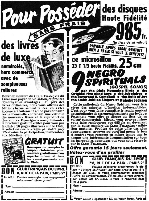 Advert Club Franais du Livre 1957