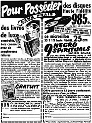 Advert Club Franais du Livre 1957