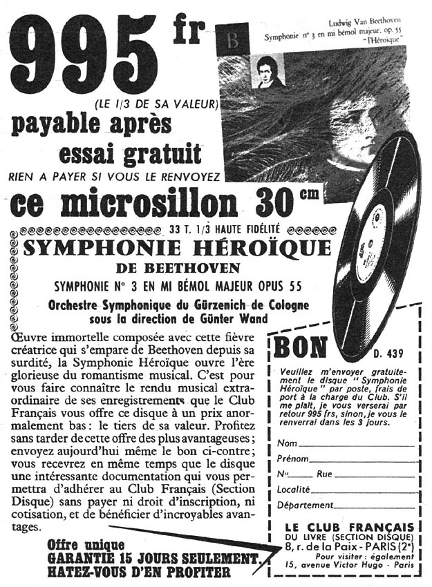 Advert Club Franais du Livre 1958