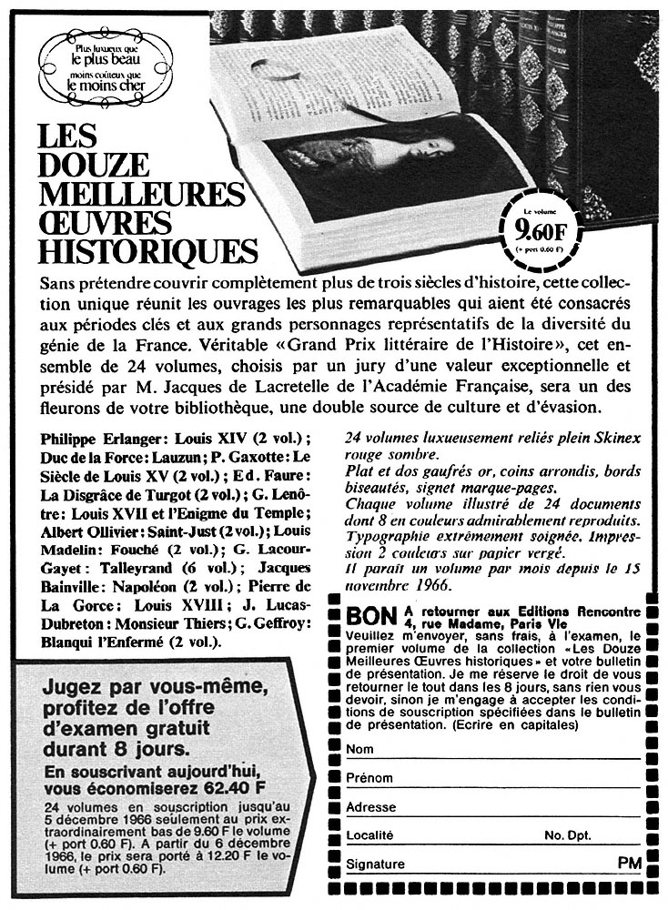 Advert Editions Rencontre 1966