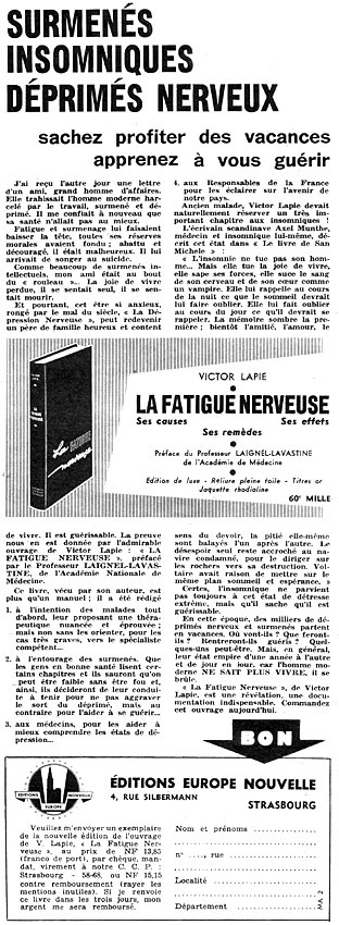 Advert Ed. Europe Nouvelle 1960