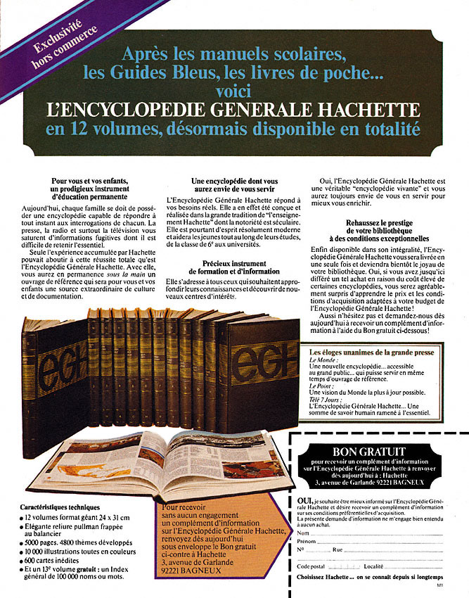 Advert Hachette 1979