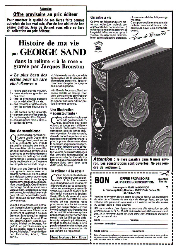 Advert Jean de Bonnot 1991