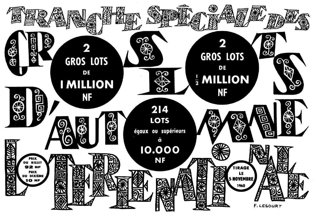 Advert Loterie Nationale 1960