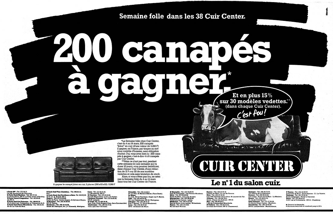 Advert Cuir Center 1982