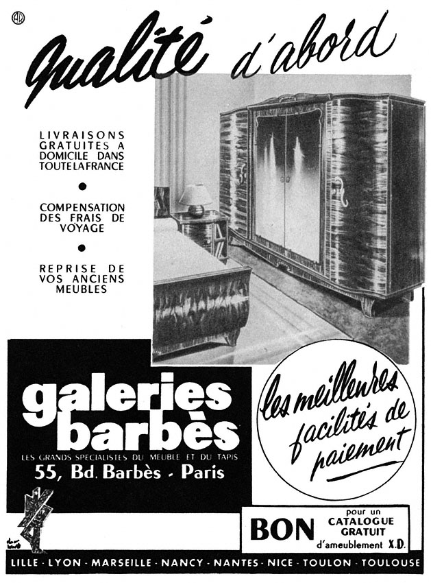 Advert Galeries Barbs 1953