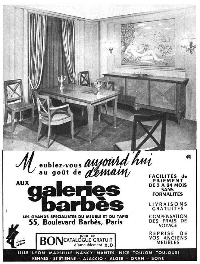 Advert Galeries Barbs 1954
