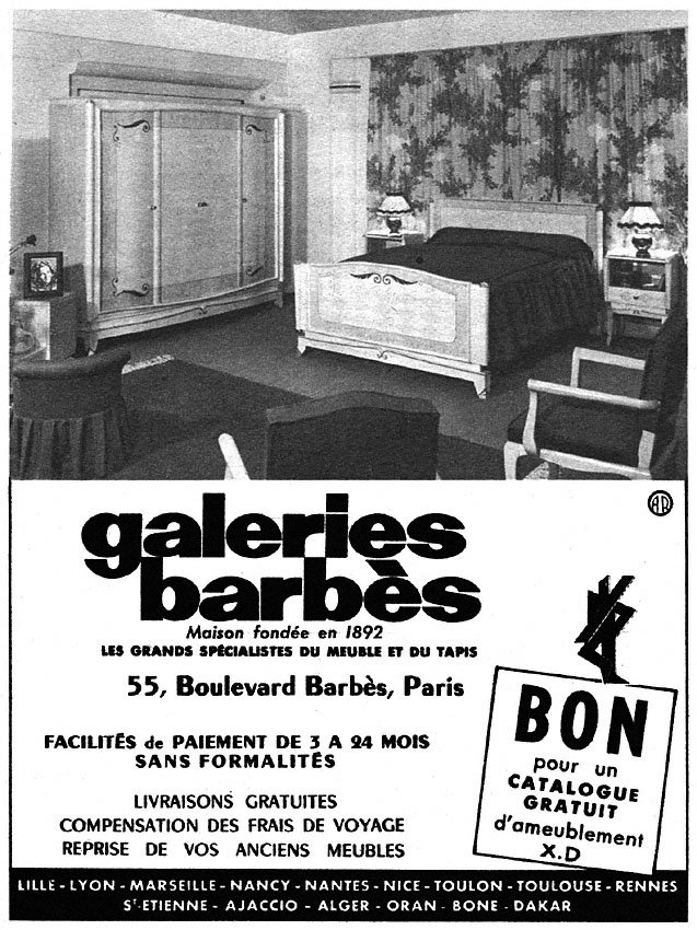 Advert Galeries Barbs 1954