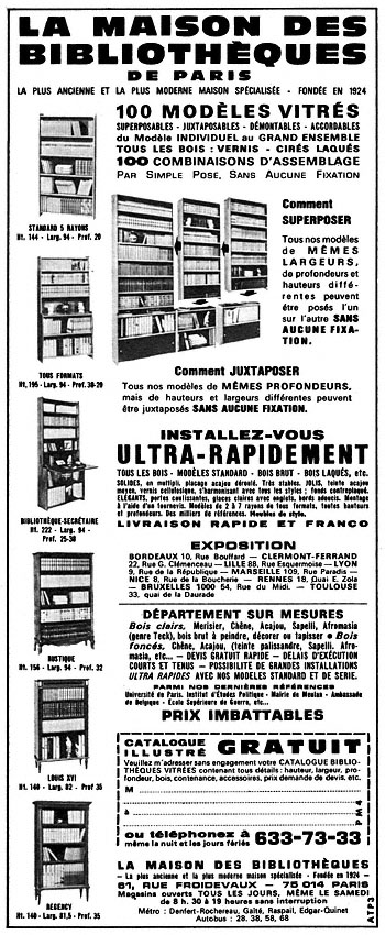 Advert Maison des bibliothques 1973