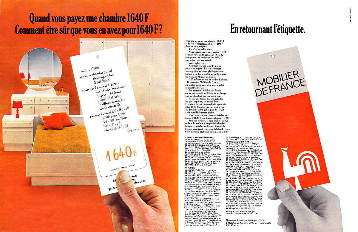 Advert Mobilier de France 1968