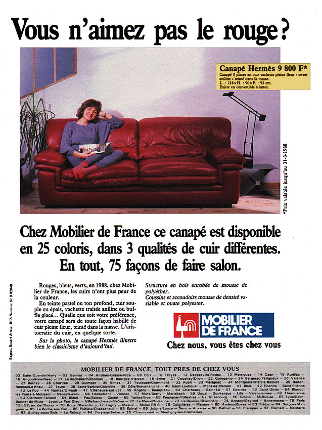 Advert Mobilier de France 1988