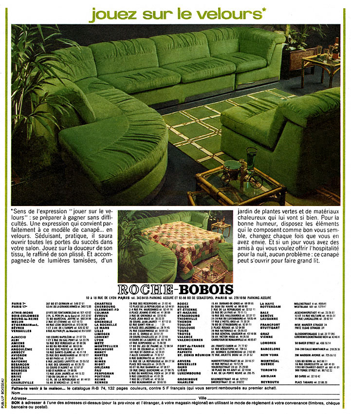 Advert Roche & Bobois 1974