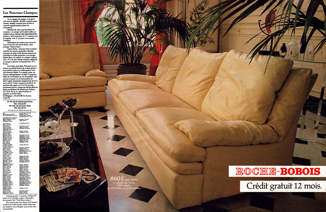 Advert Roche & Bobois 1983