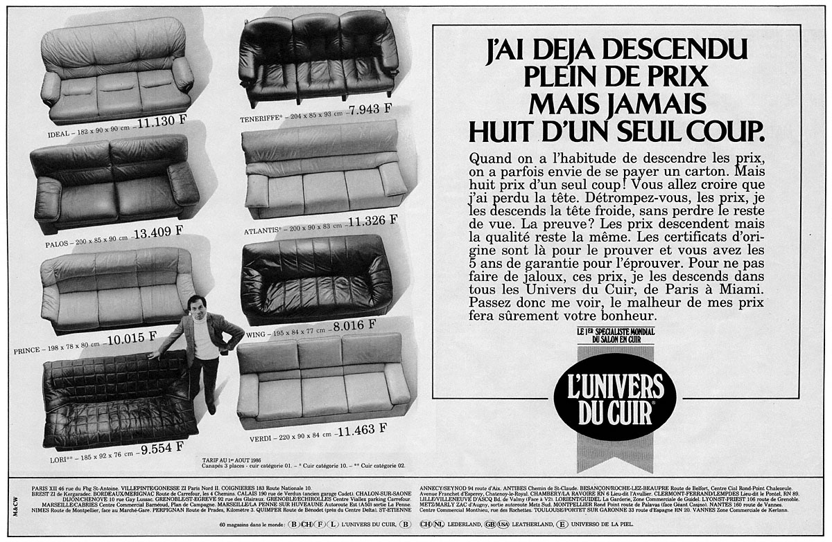 Advert Univers Cuir 1986