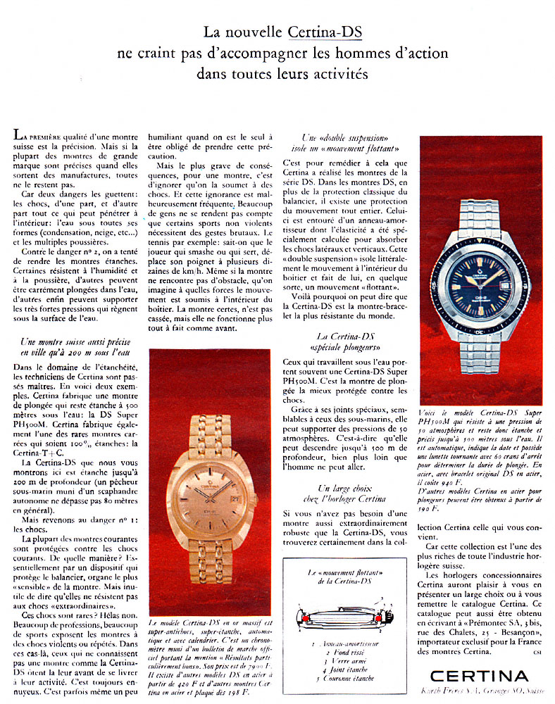 Advert Certina 1968