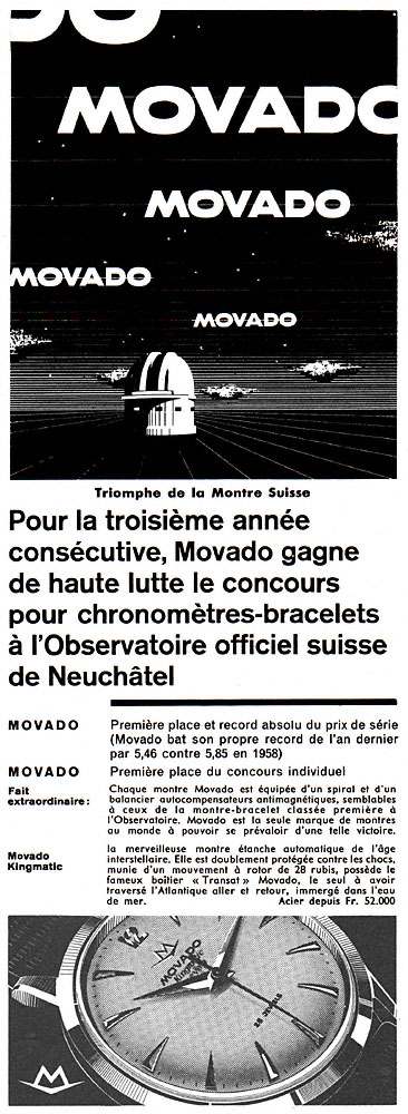 Advert Movado 1959