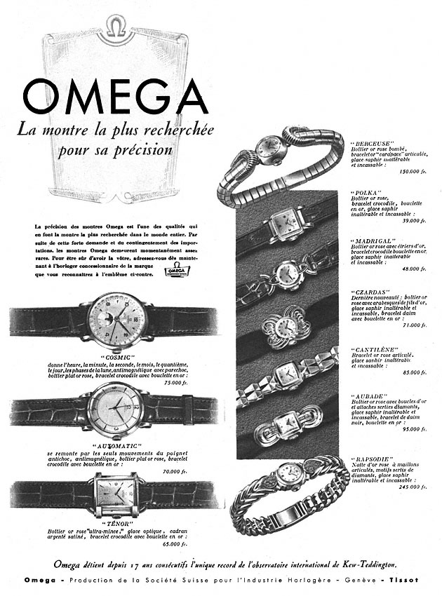 Advert Omega 1950