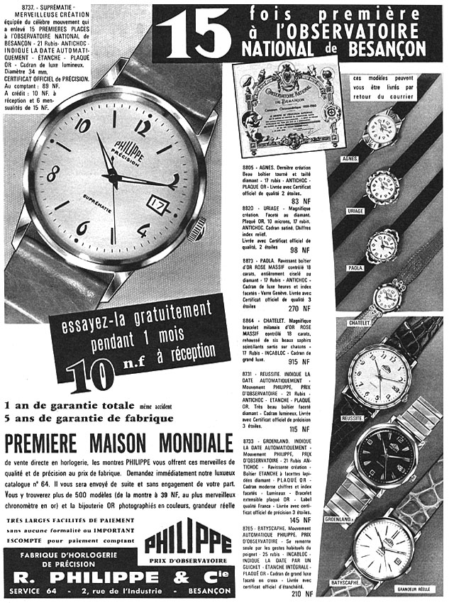Advert Philippe 1961