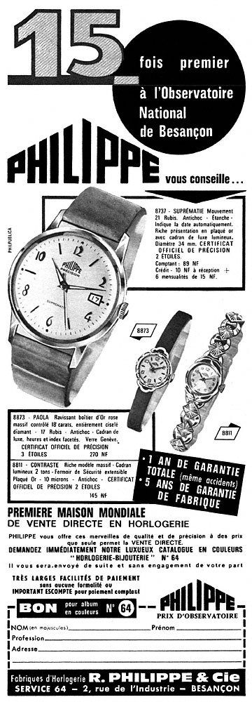 Advert Philippe 1962