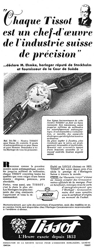 Advert Tissot 1952