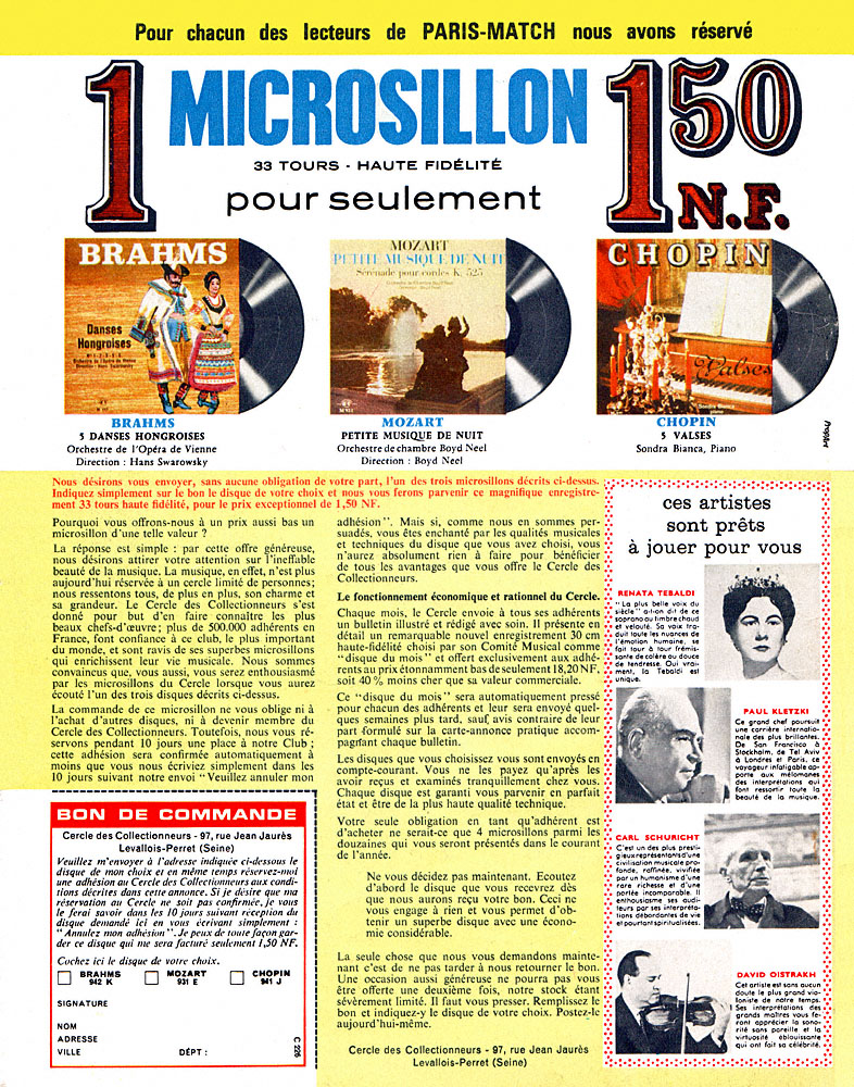 Advert Cercle des Collectionneurs 1962