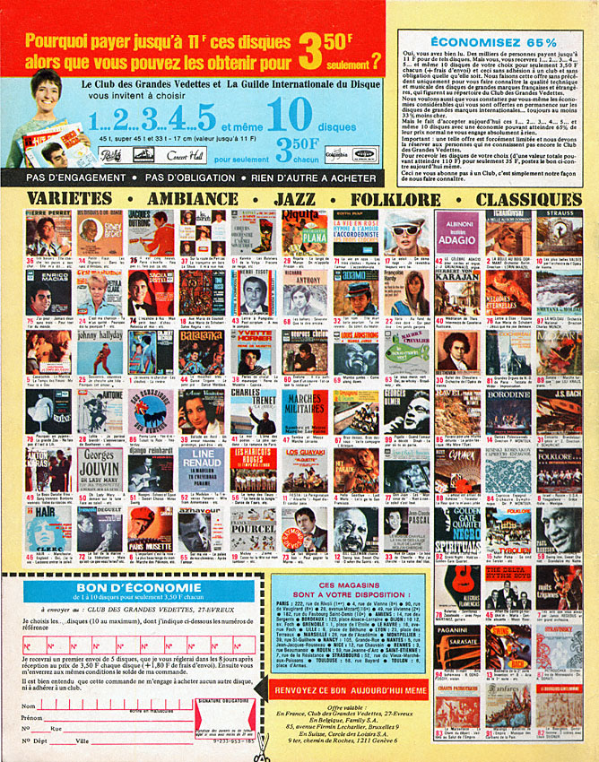Advert Club Vedettes 1970