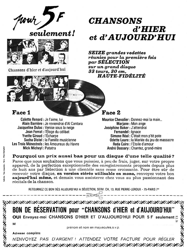 Advert Clubs Disques 1968