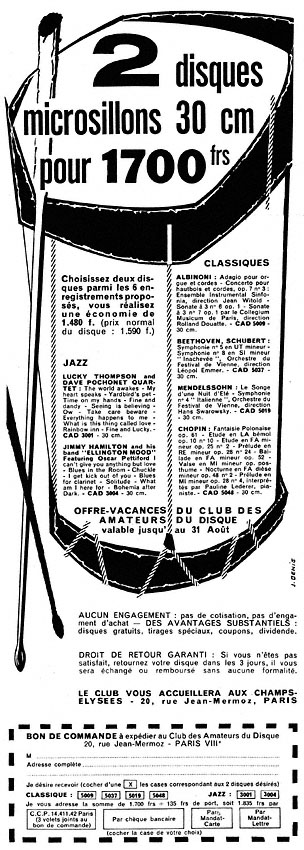 Advert Clubs Disques 1957