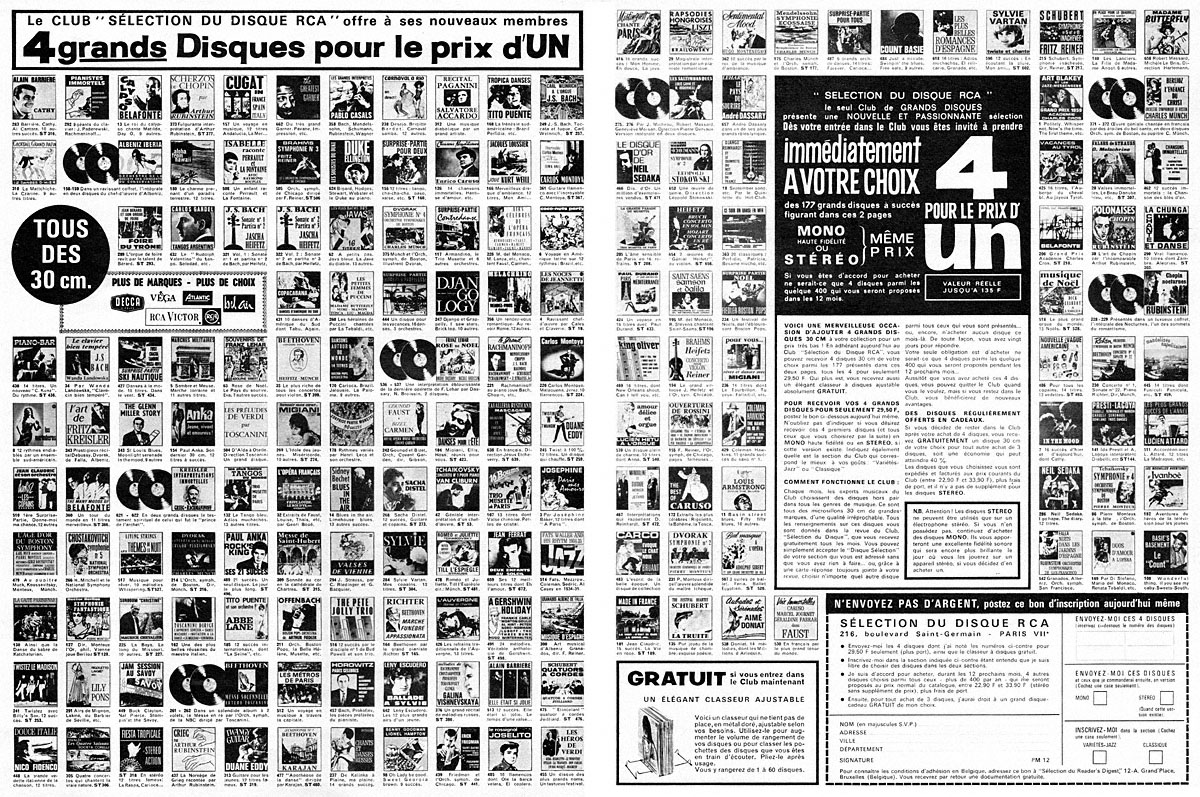 Advert Clubs Disques 1964