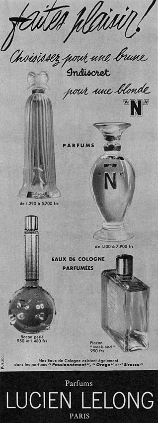 Advert Lucien Lelong 1954