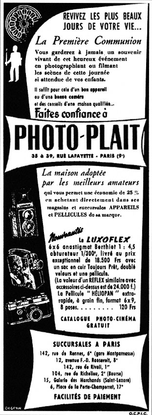 Advert Photo Plait 1953