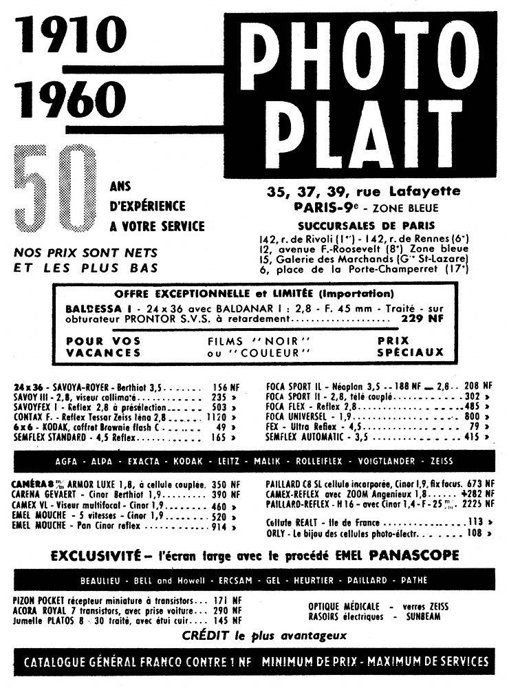 Advert Photo Plait 1960