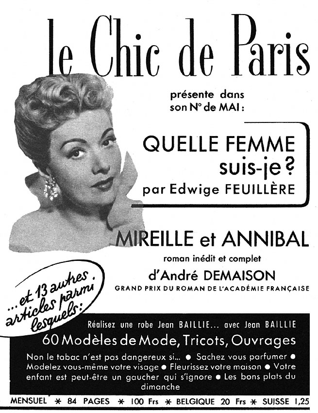 Advert Le chic de Paris 1952