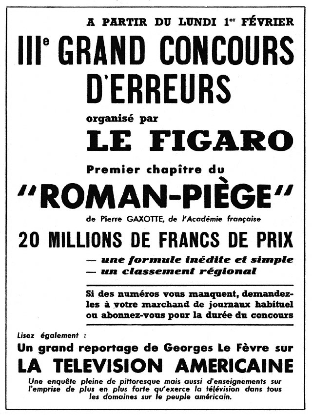 Advert Le Figaro 1954