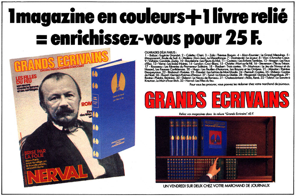 Advert Grands crivains 1985