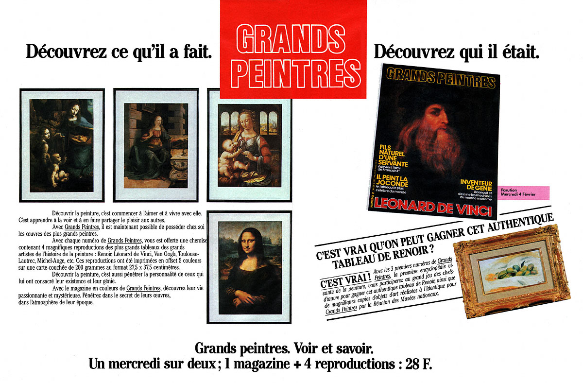 Advert Grands Peintres 1987