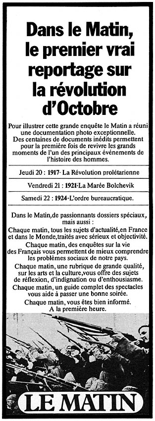 Advert Le Matin 1977