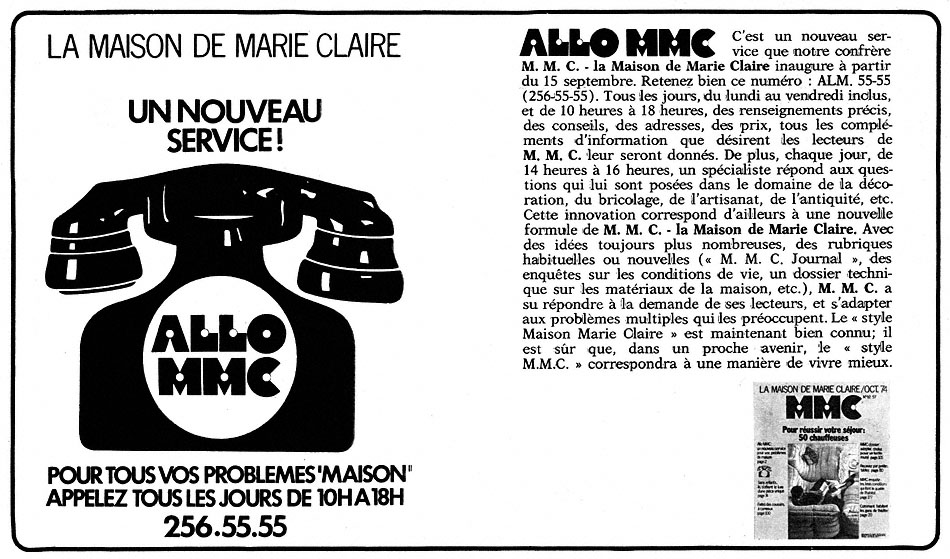 Advert Marie Claire 1974