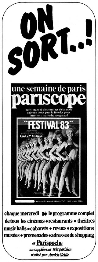 Advert Pariscope 1983