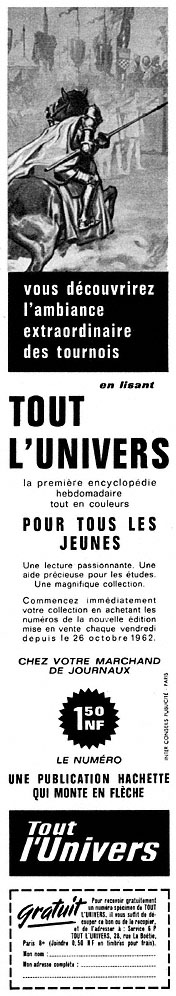 Advert Tout l'Univers 1962