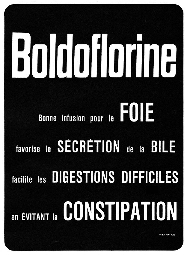 Advert Boldoflorine 1970