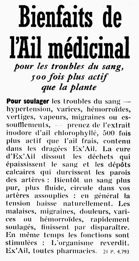 Advert Ex'Ail 1960