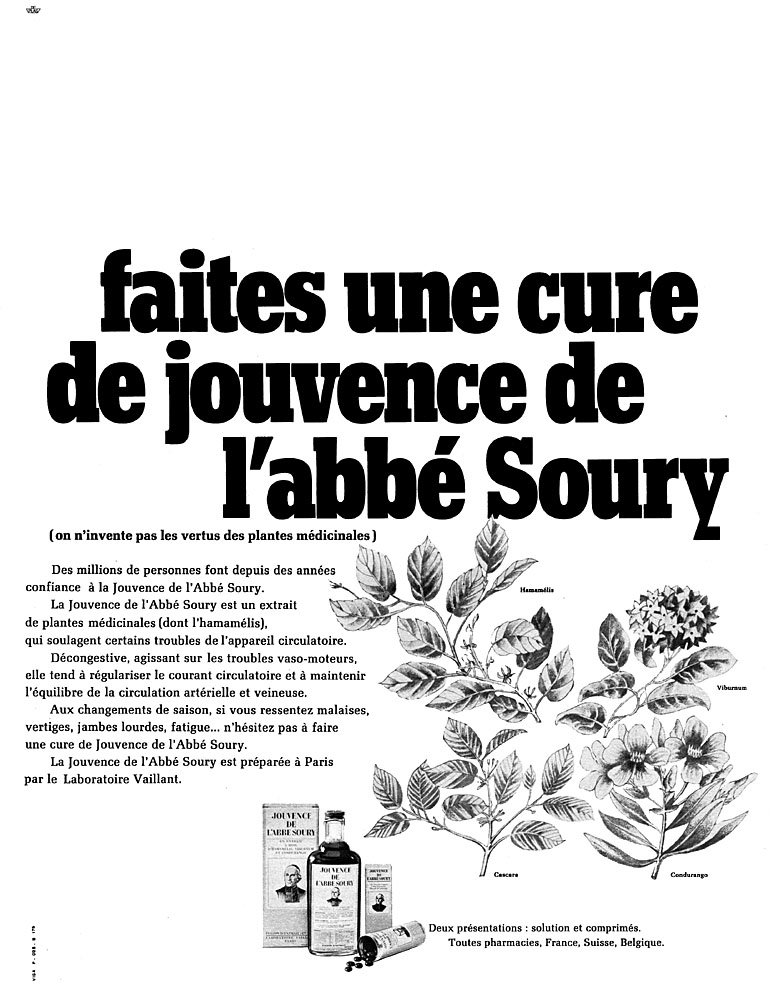 Advert Jouvence Abb� Soury 1970