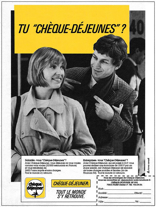 Advert Chque djeuner 1985