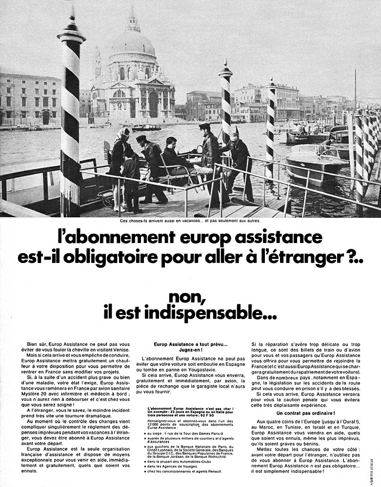 Advert Europ-Assistance 1969