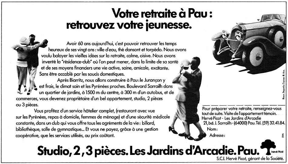 Advert Jardins Arcadie 1973