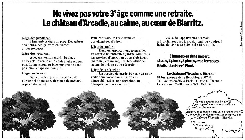 Advert Jardins Arcadie 1974