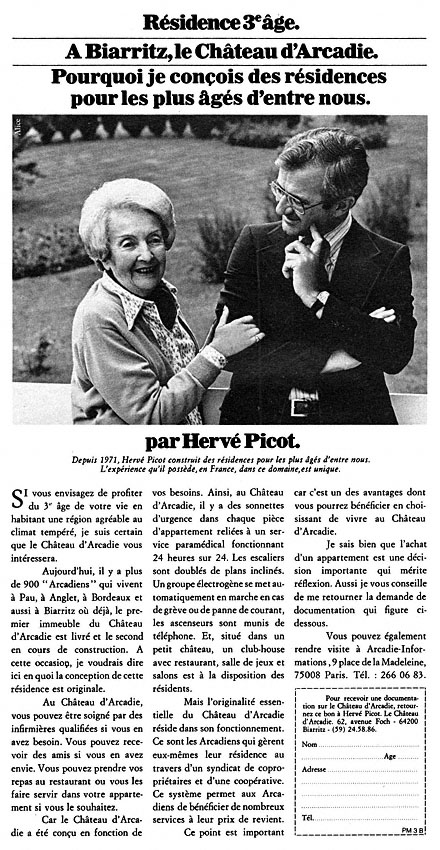 Advert Jardins Arcadie 1977