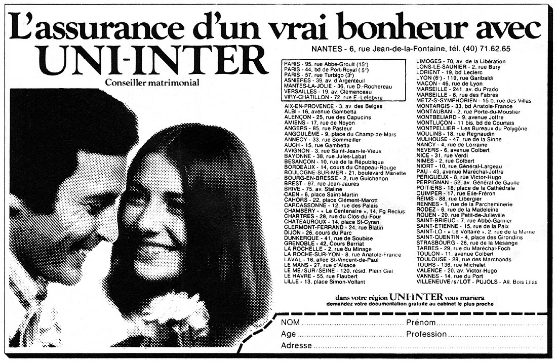 Advert Uni-Inter 1977